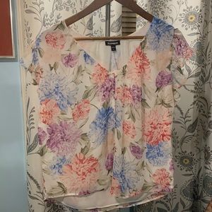 Express M floral semi sheer top